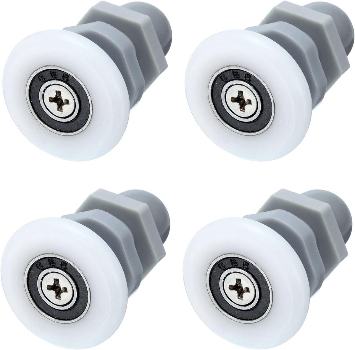 Douchecabine wieltjes - Wit-grijs - 27 mm - Nylon en PP schuifdeurrollen - Voor glazen douchedeuren