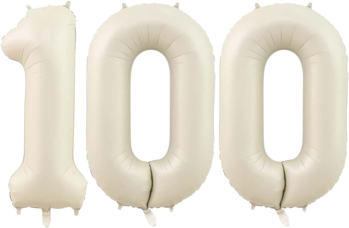 Ballonnen Ballon Cijfer 100 Verjaardag Versiering Feest Helium Ballonnen Cijferballon Folieballon Wit Xl