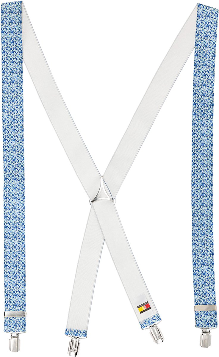 LINDENMANN heren bretels X-vorm - blauw dessin