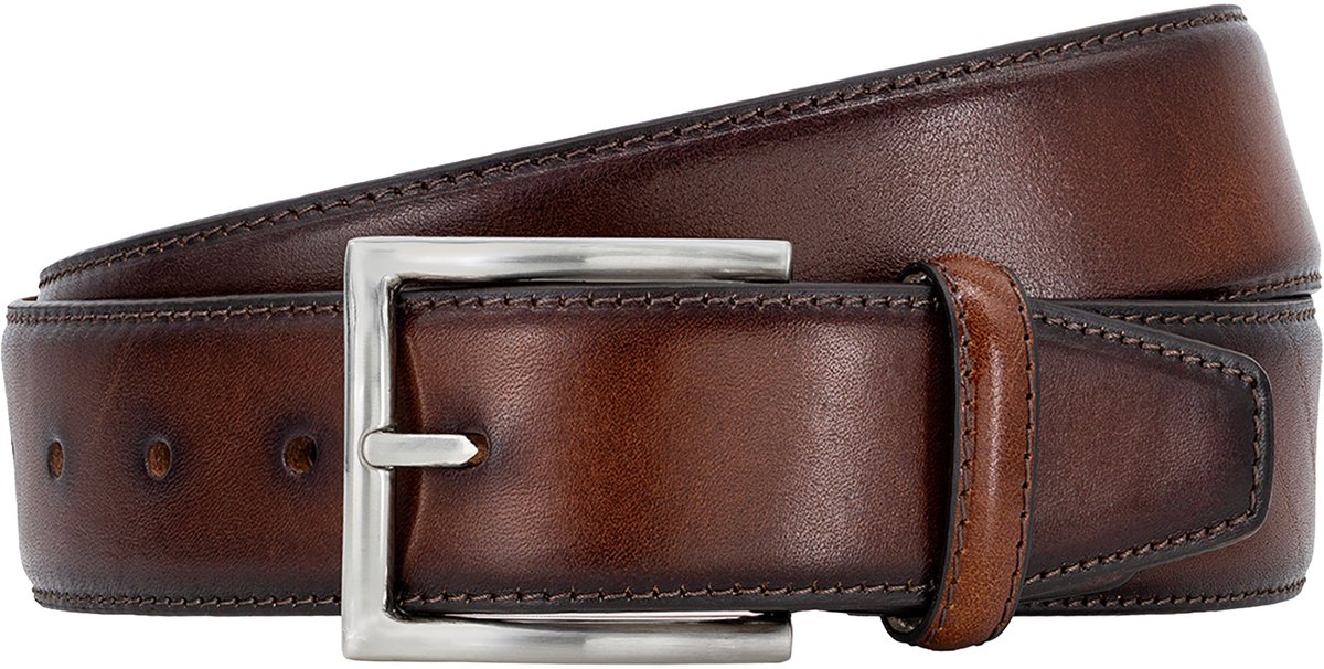 LINDENMANN leren heren riem - cognac