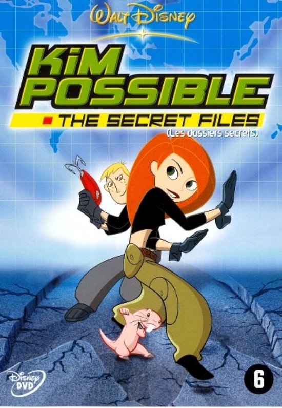 Kim Possible en Ron Stoppable met Rufus, de molrat, op de cover van 'Kim Possible: The Secret Files'.