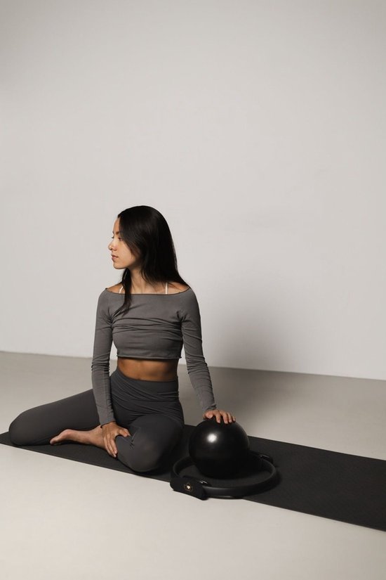 Pilates mat TPE extra dik 10 mm zwart - Lotus — afbeelding 5