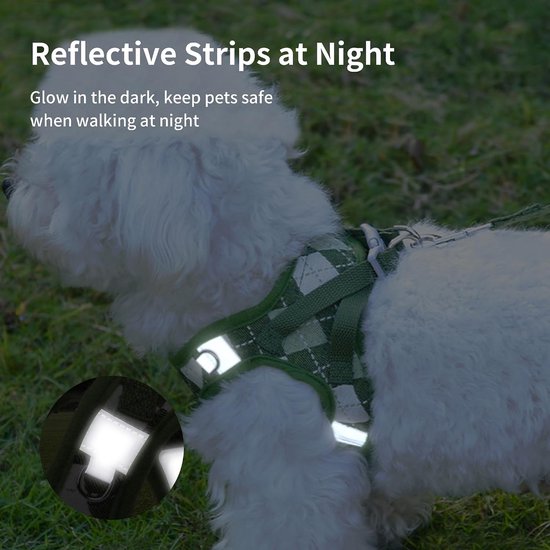 Instaptuigje voor Kleine Honden, Trekt Niet, Puppytuigje, Verstelbaar, Reflecterend Geruit, Gemakkelijk Lopen, Lichtgewicht, Zacht Mesh Huisdiertuigje, Tuigjes met Riem voor Puppies, Kleine — afbeelding 3