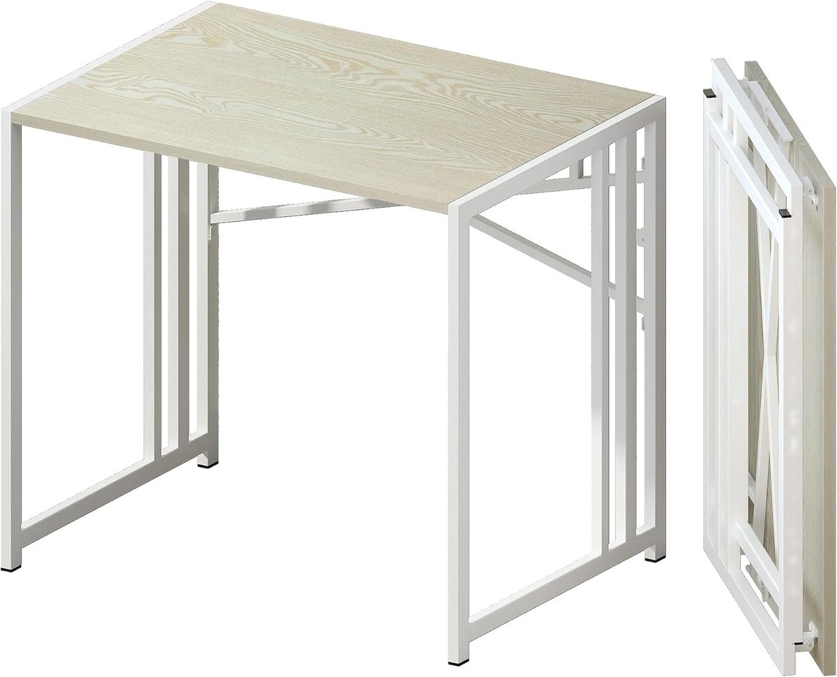 83 cm klapbureau, geen montage nodig, natuurlijk en wit