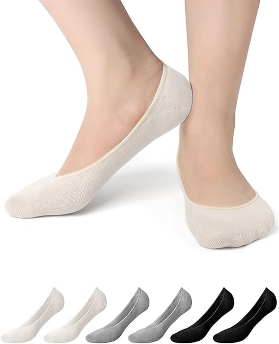 Sokken, antislip damessokken, ultra-lage voering, bootsokken van katoen, protège-pied chaussettes, voor platte mocassins met hoge hak, 1, Eén Maat