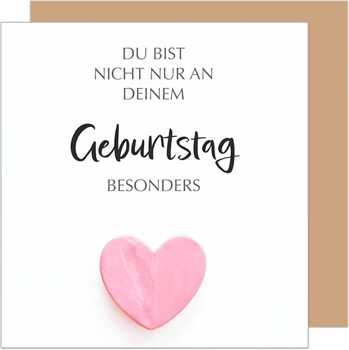 Seidel Premium vierkante verjaardagskaart met envelop. Wenskaart Happy Birthday kaart voor vrouw man vriend vriendin hart (GQ400 SW025)