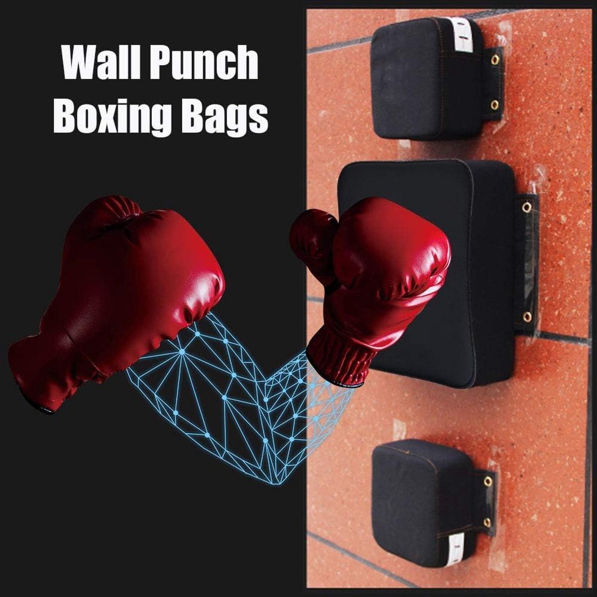 Fighter Fitness bokszak, muurponch, slagkussen, wandmontage, pads, bokszak, wand, dobbertpad, boksen pad voor karate, Muay, Thais, Taekwondo