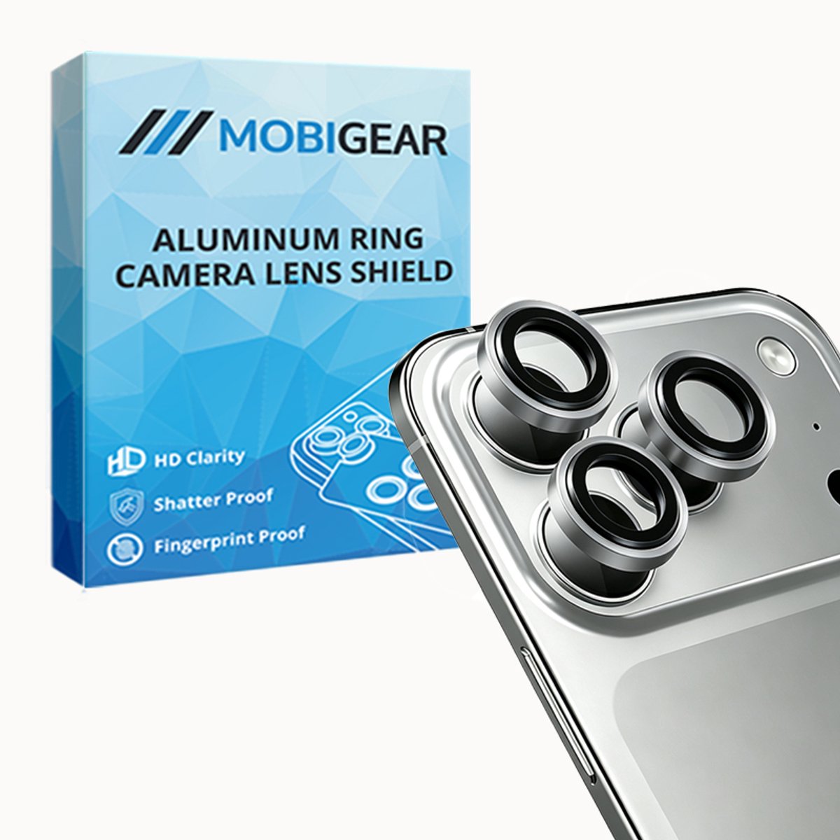 Mobigear Screenprotector geschikt voor Apple iPhone 18 Pro Glazen | Mobigear Single Lens Camera Lens Protector - Case Friendly - Zilver