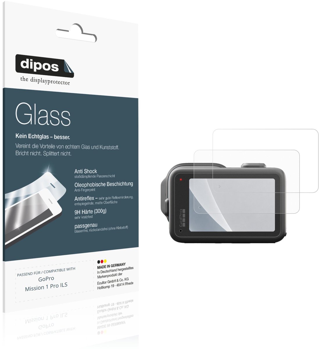 dipos – 2x Matte Pantserfolie geschikt voor GoPro Mission 1 Pro ILS | 9H Screenprotector