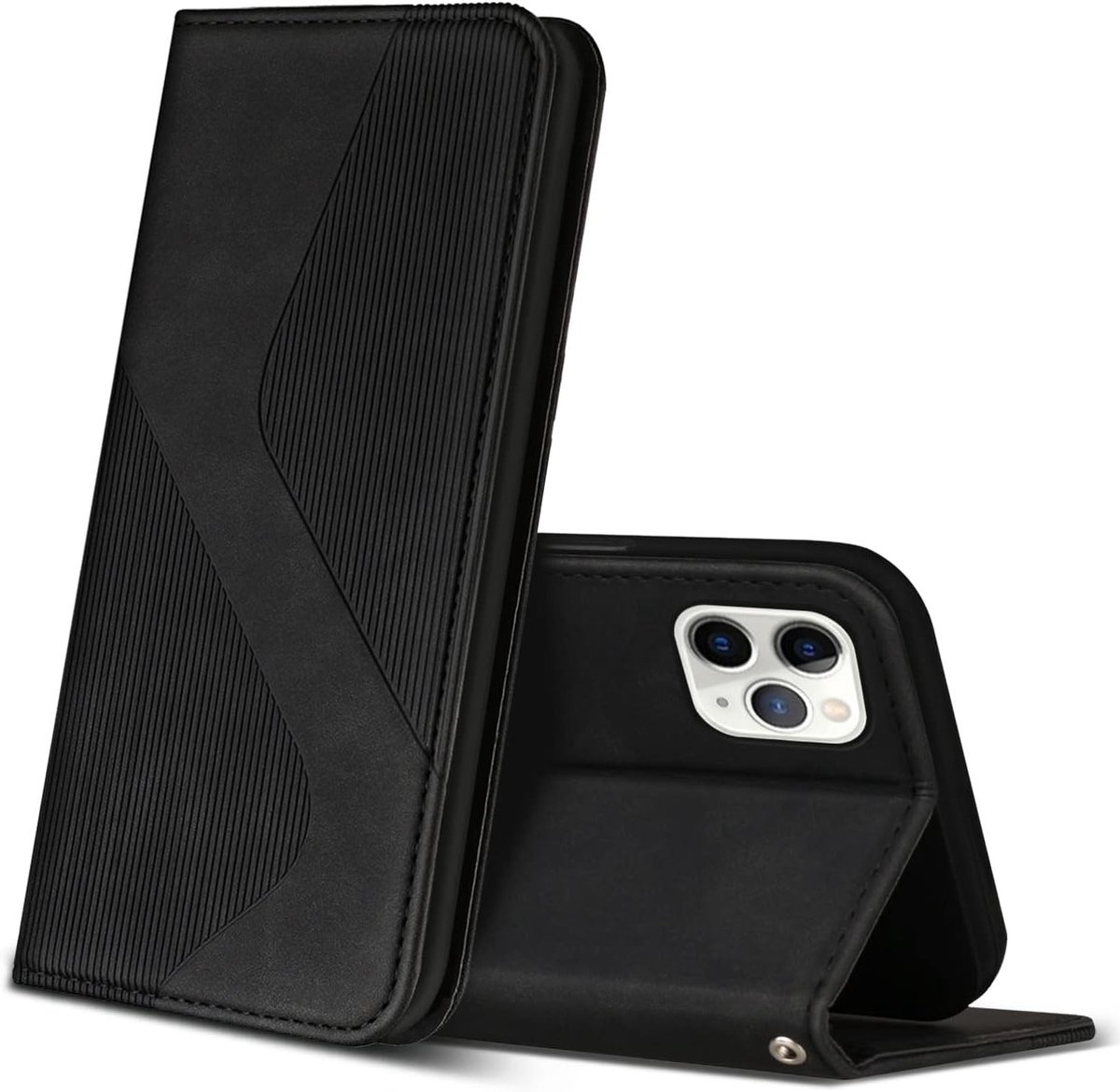 Hoesje voor iPhone 11 Pro, PU Kunstleer Bookcase Telefoonhoesjes met [Kaartsleuven] [Stand], Flip Case Beschermhoesje voor iPhone 11 Pro (Zwart)
