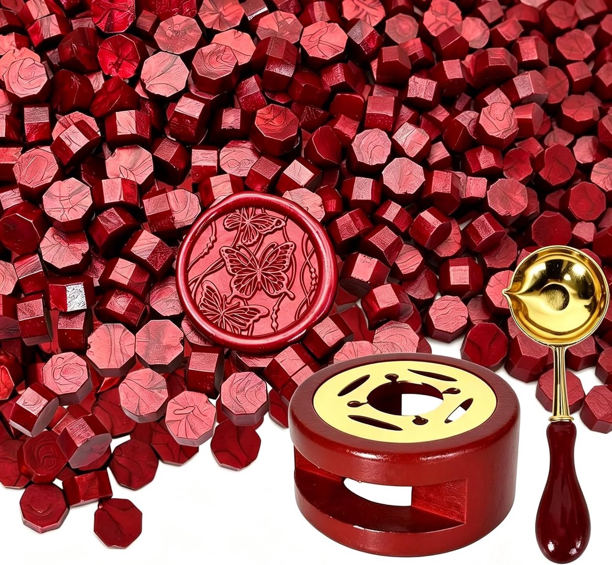 Zegelwas, rood, 300 stuks wasparels zegel