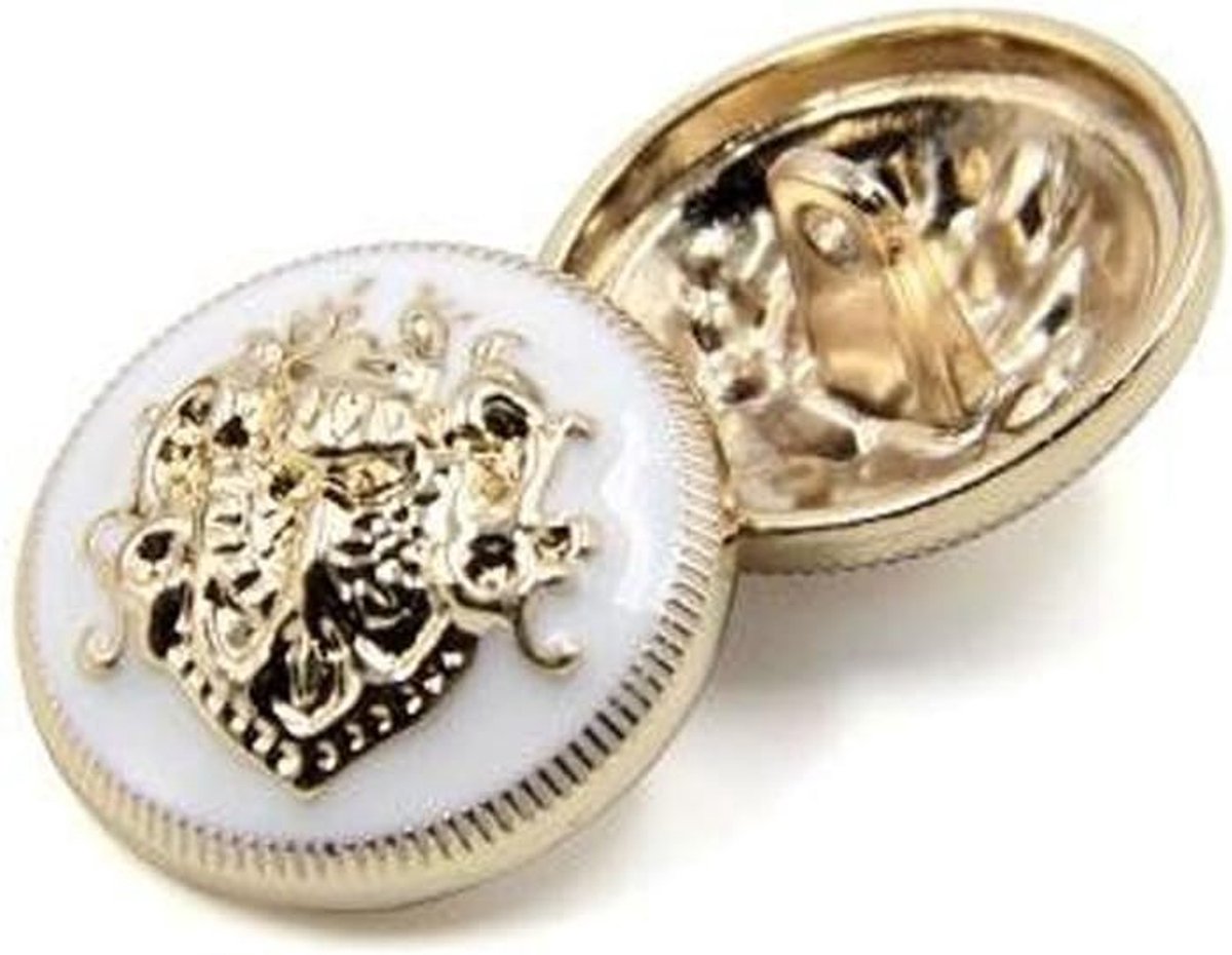 Knopen – modieuze knoop in knoopvorm van metaal in knoopvorm voor mannen en vrouwen, blazer, jas, uniform, overhemd, kostuum en jas (wit, 15 mm)