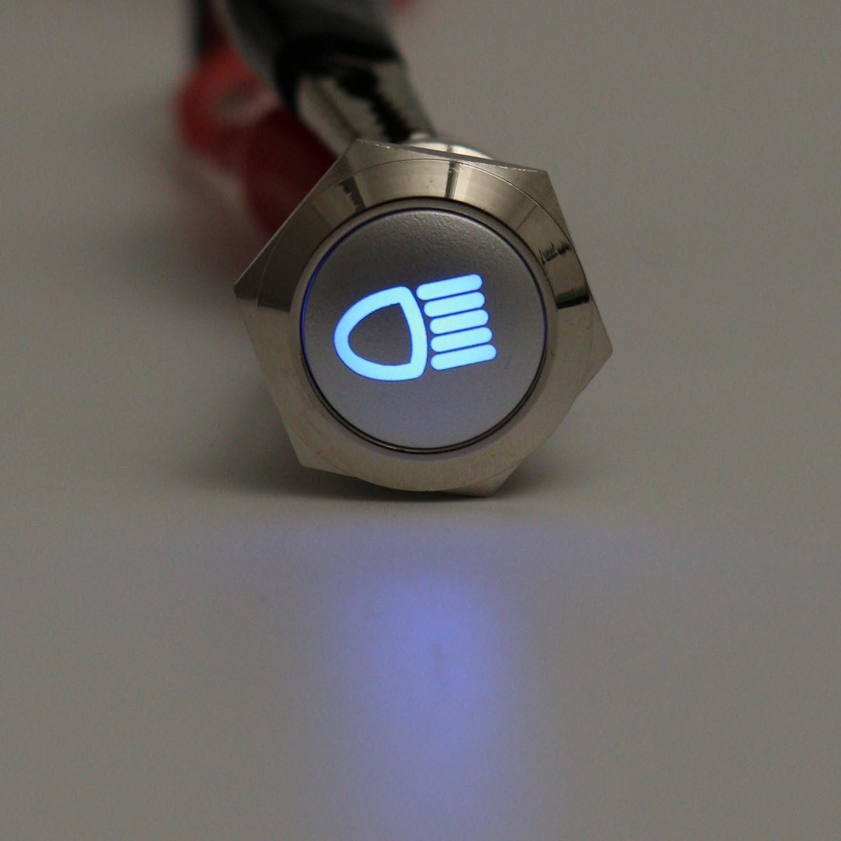 12V 19Mm Zilver Metaal Led Drukknop Op Uit Vergrendeling Schakelaar Licht Symbool