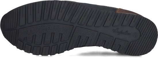 Onderkant van een donkerblauwe sneaker met zwarte zool en "Australian" logo.