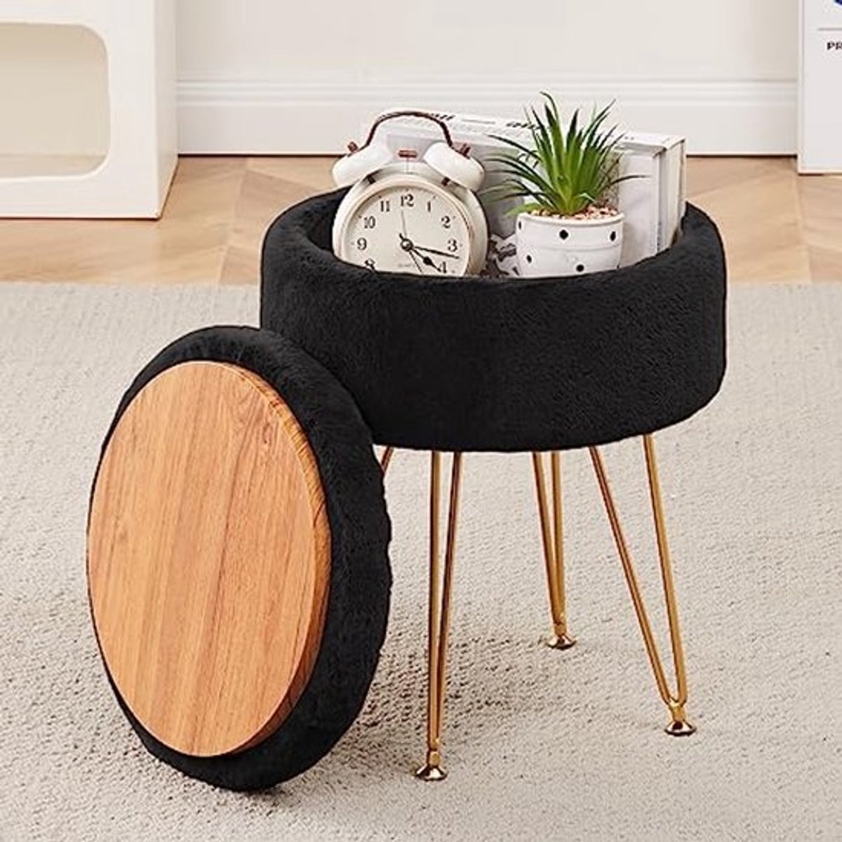 Ronde Voetsteun met Opbergruimte - Zachte Ijdelheid Stool en Salontafel