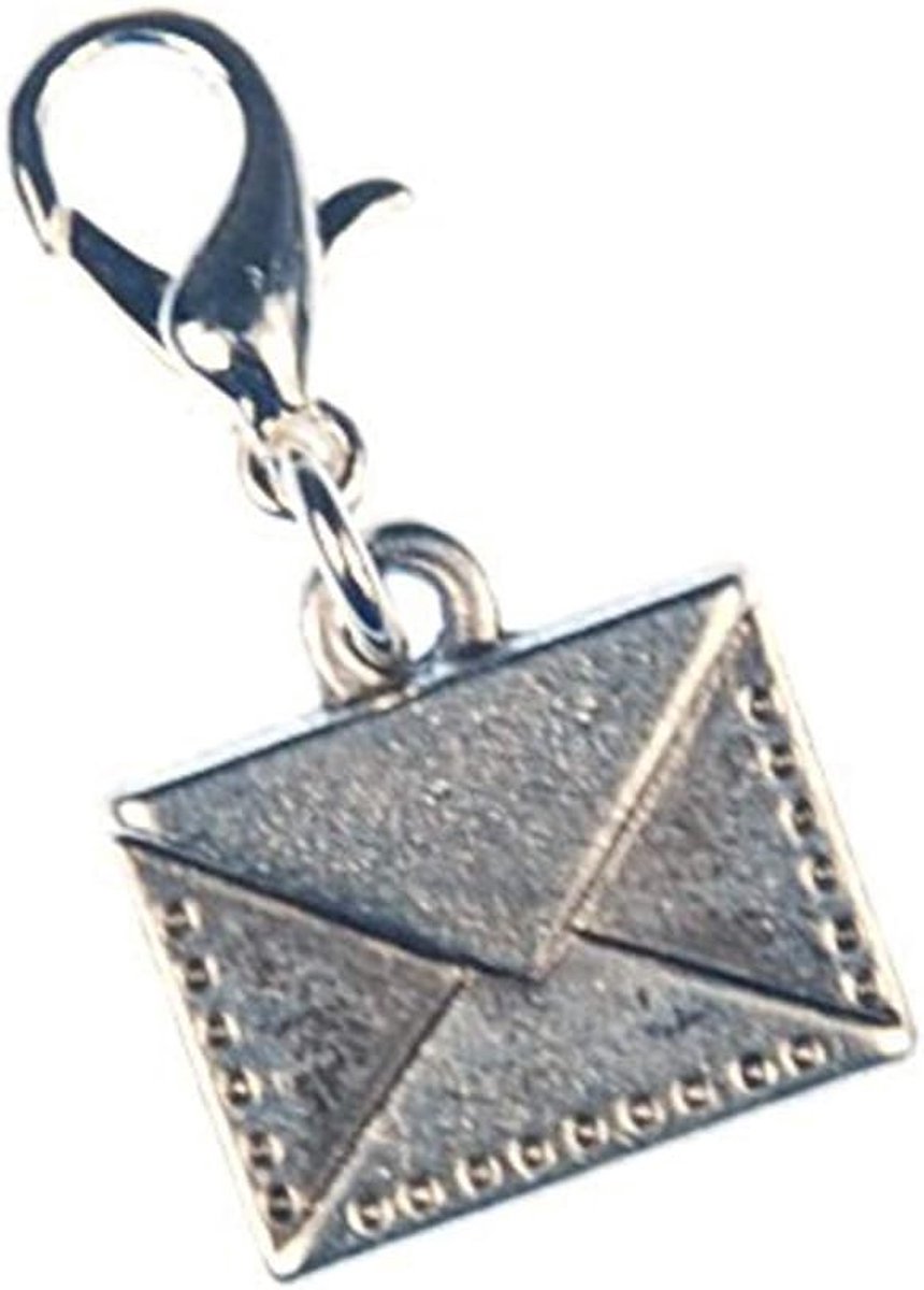 Brief Pakket Post Charm Brieffvriend Mail Zilver - Handgemaakte Modesieraden I Ketting Hanger Verzilverd - Bedelhanger Bedelarmband - Hanger voor Armband, 13mm, Metaal, Geen edelsteen