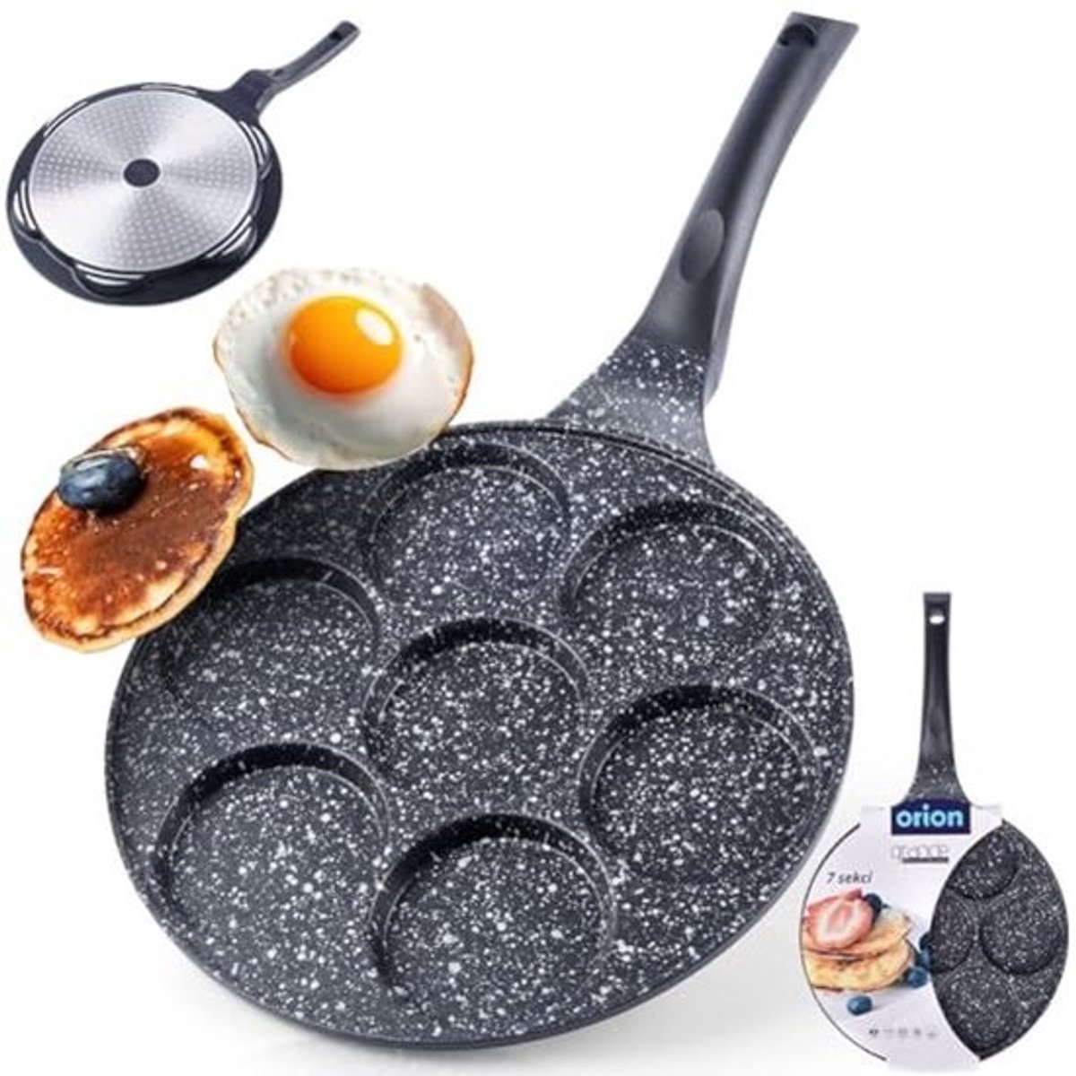 Oogpan 27 cm - Spiegelei-pan voor 7 Eieren - Pannenkoekenpan voor Gas en Inductie met Anti-aanbaklaag