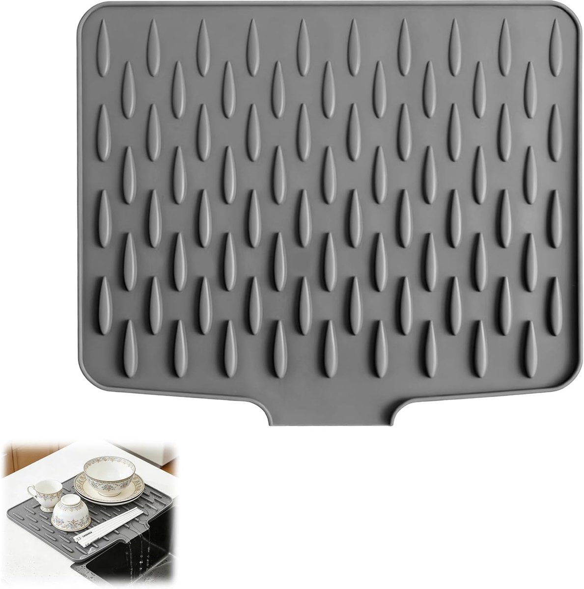 Droogmat, lekvrij, antislip, afdruipmat, gootsteen, effectieve waterverdeling, antislip keuken, siliconenmat voor keuken, badkamer, werktop, bescherming en antislip