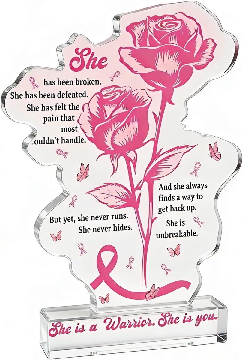 Cadeaus voor vrouwen met borstkanker, Inspirerende accessoires voor bewustwording, Geschenkideeën voor overlevenden, Decoratieve bloemen-acryltekens voor moeders, tantes & vriendinnen