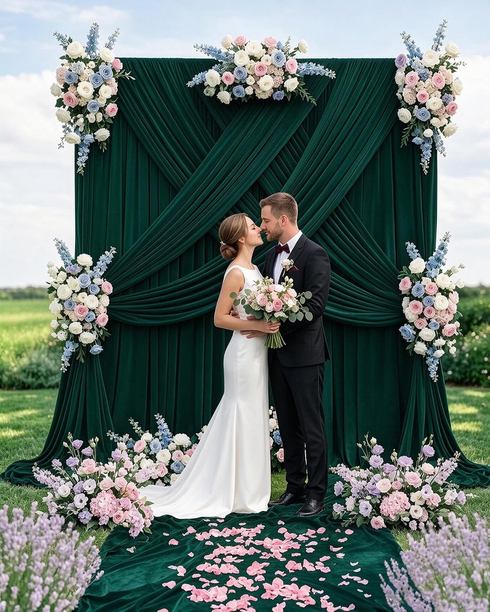10ft X 10ft Emerald Backdrop Curtain for Wedding Backdrop Polyester Fabric Background Decoration for Parties Wedding Birthday Baby Shower (5ft X 10ft, 2 Panels)
