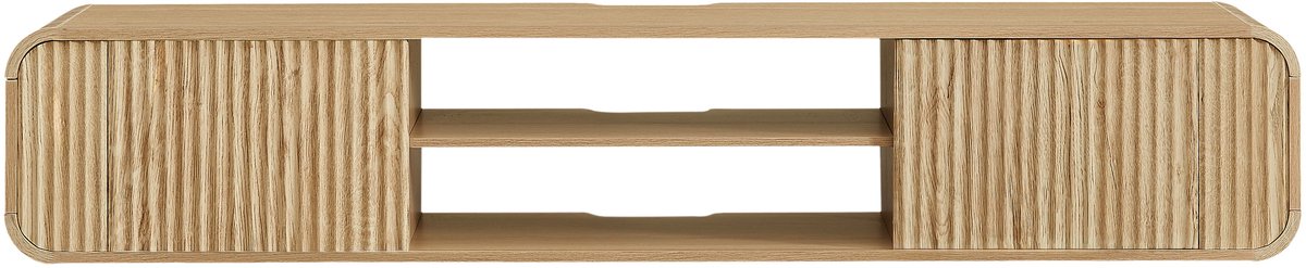 Merax Zwevend TV-meubel 160 cm – Wandgemonteerde TV-kast met Open Vakken en Kabeldoorvoer – Houtkleur – 160 × 38 × 30 cm Bruin
