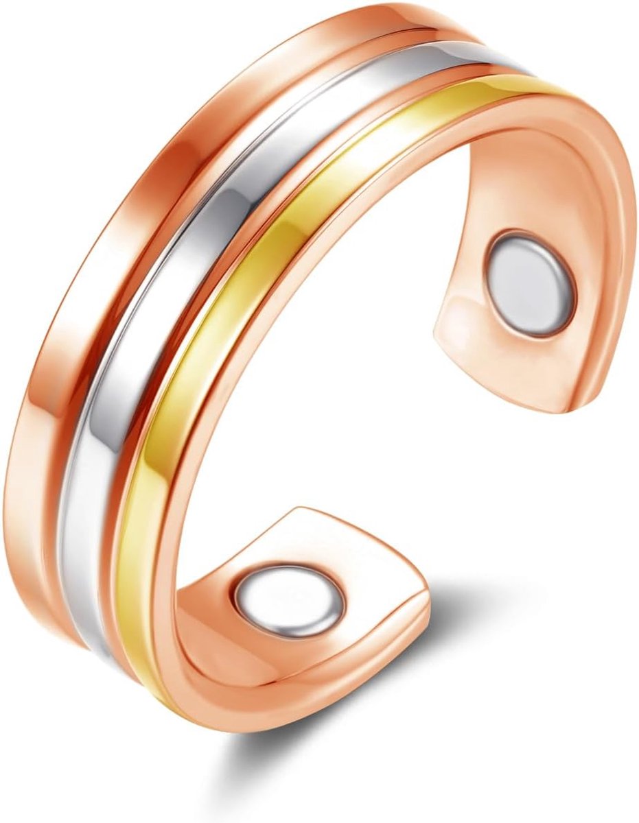 Magneetring voor dames, open verstelbare angstring met sterke magneetkracht, zilveren vitale ring voor afvallen en angstvermindering, modieuze vitale ring ter bevordering van de slaap, cadeau
