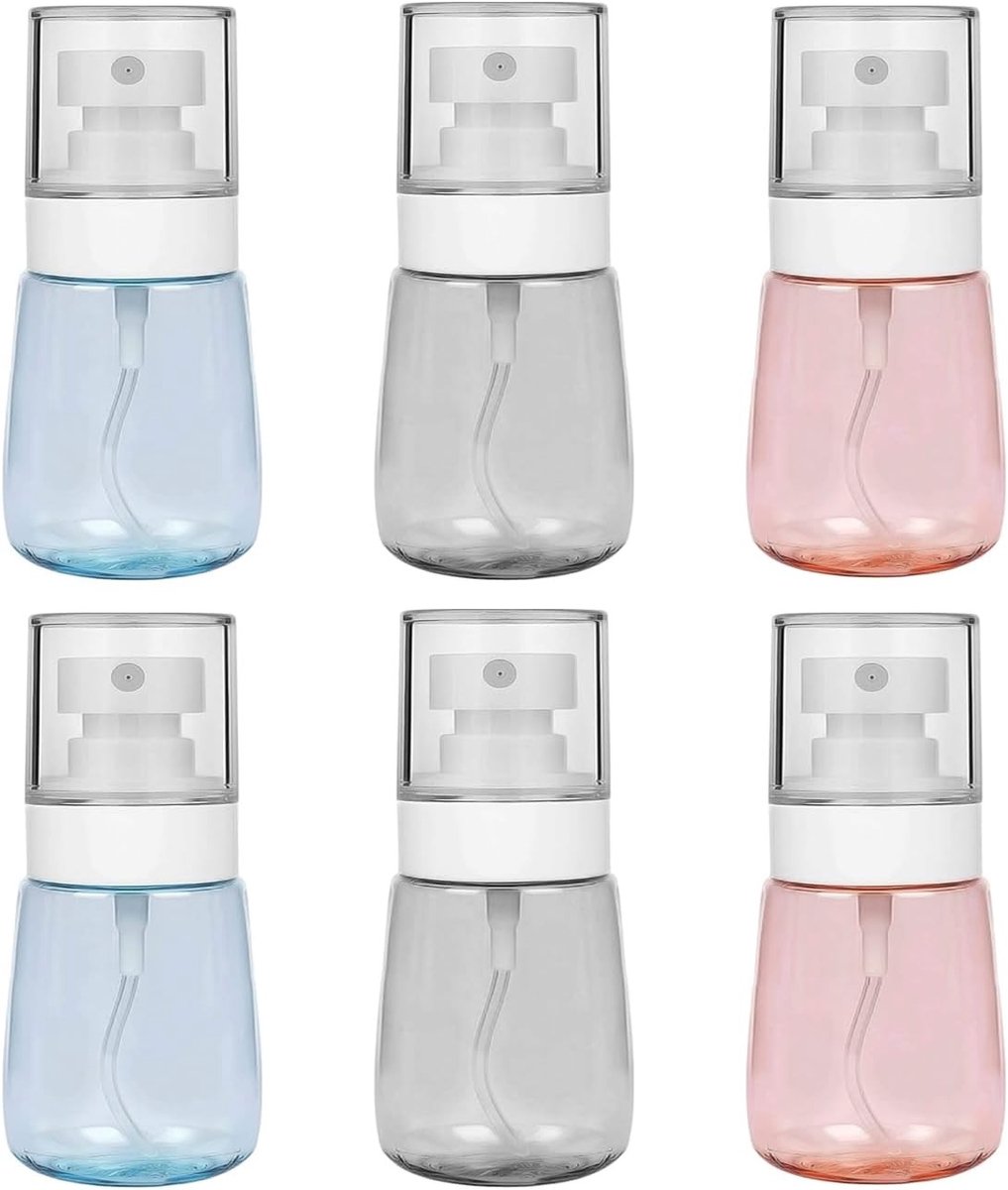 Set van 6 Herbruikbare Sprayflessen van 30ml - Fijne Nevel Atomizers voor Cosmetica, Parfum en Haarverzorging (Roze, Helder, Blauw)