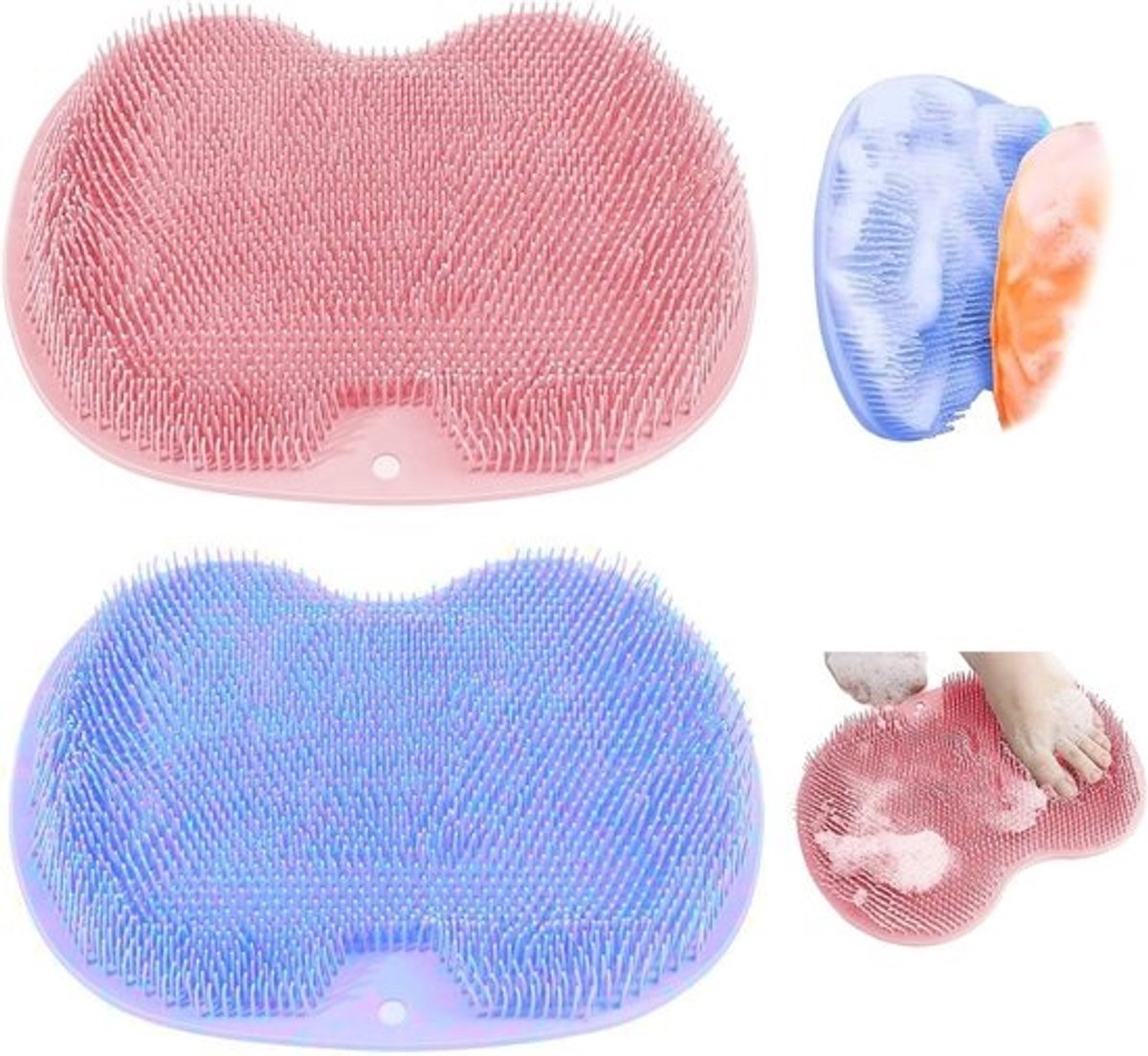 Verstelbare Voetborstel van Siliconen, 2 Stuks, Antislip Massagepad voor Douche, 30x22cm, Duurzaam en Milieuvriendelijk, Ideaal voor Thuis en Reizen
