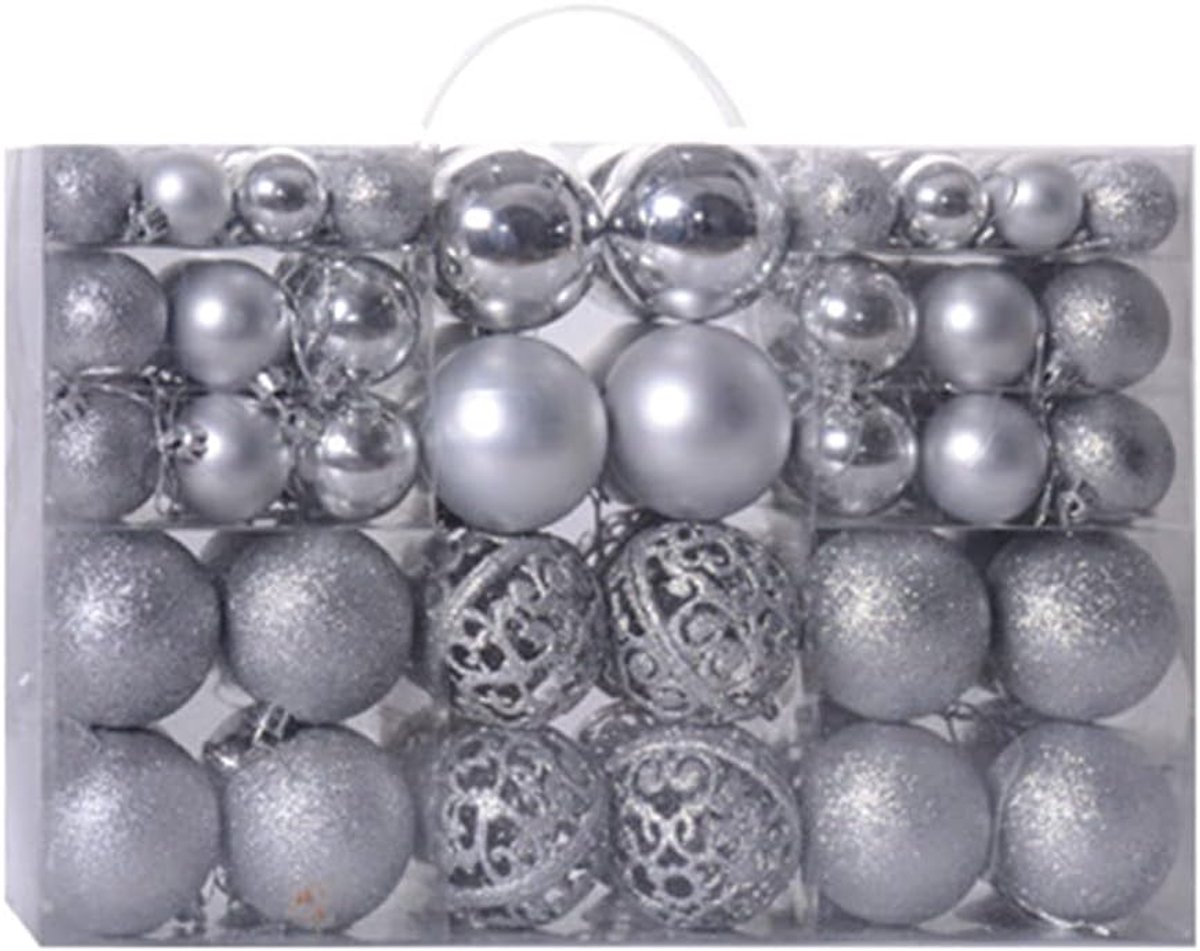 Kerstboom Kunstkerstboom Hot Koop 100 Stuks Kerstbal Ornamenten Xmas Tree Ball Bauble Hanging Home Party Ornament Decor Solid Box Groothandel (Color : Silver)