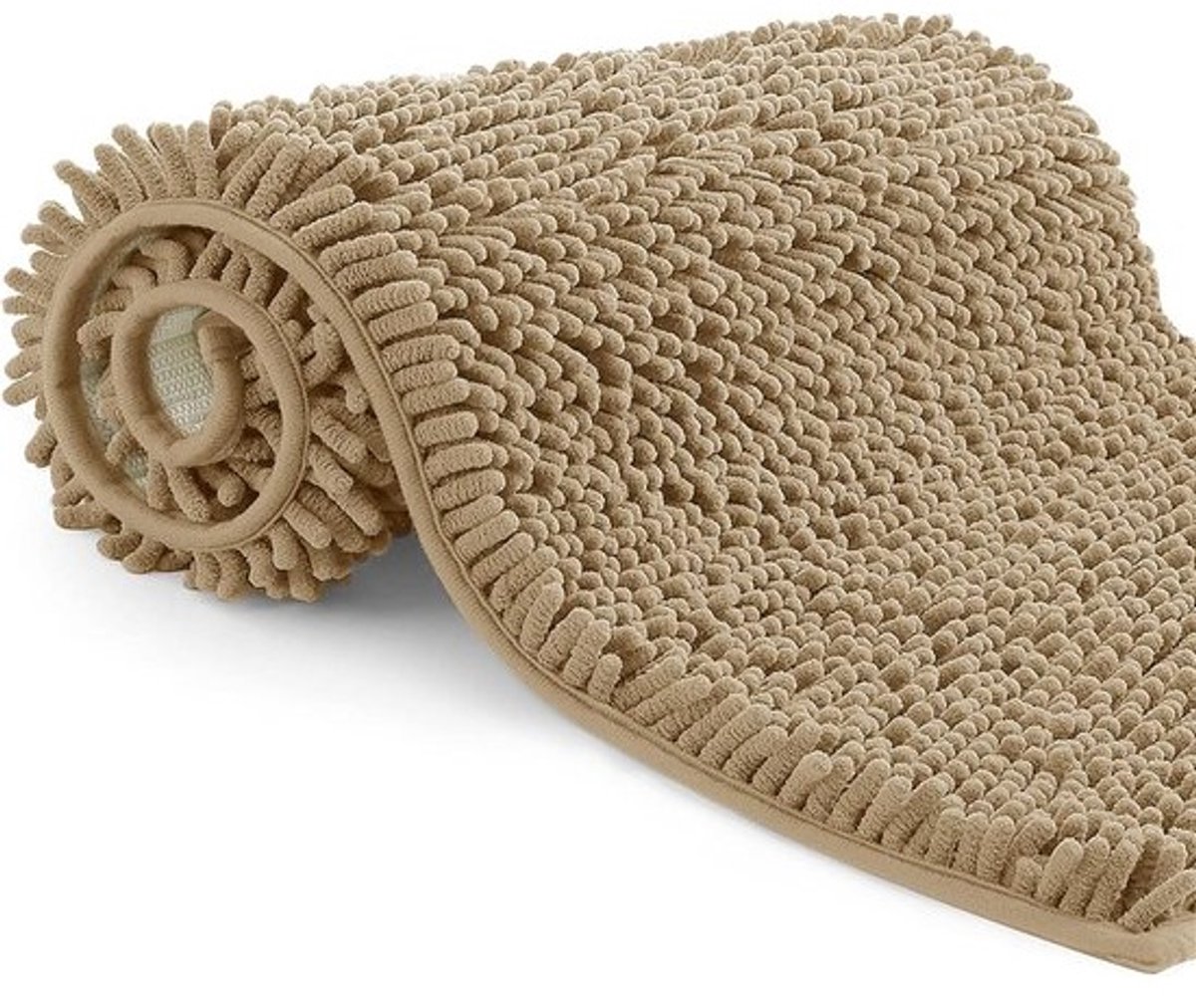 Zachte Antislip Badmat 40x60cm - Langharige Badkamerkleed in Khaki