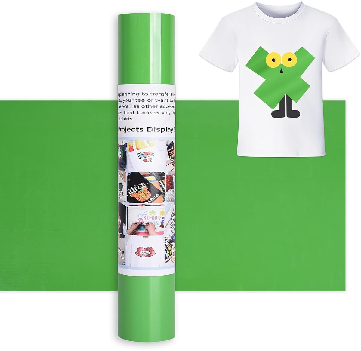 Plotterfolie textiel fruitgroen - 30,5 x 366 cm flexfolie plotter textiel groen voor Cricut Maker, Silhouette Cameo, textielfolie plotter groen voor kleding, mutsen, broeken, andere stoffen