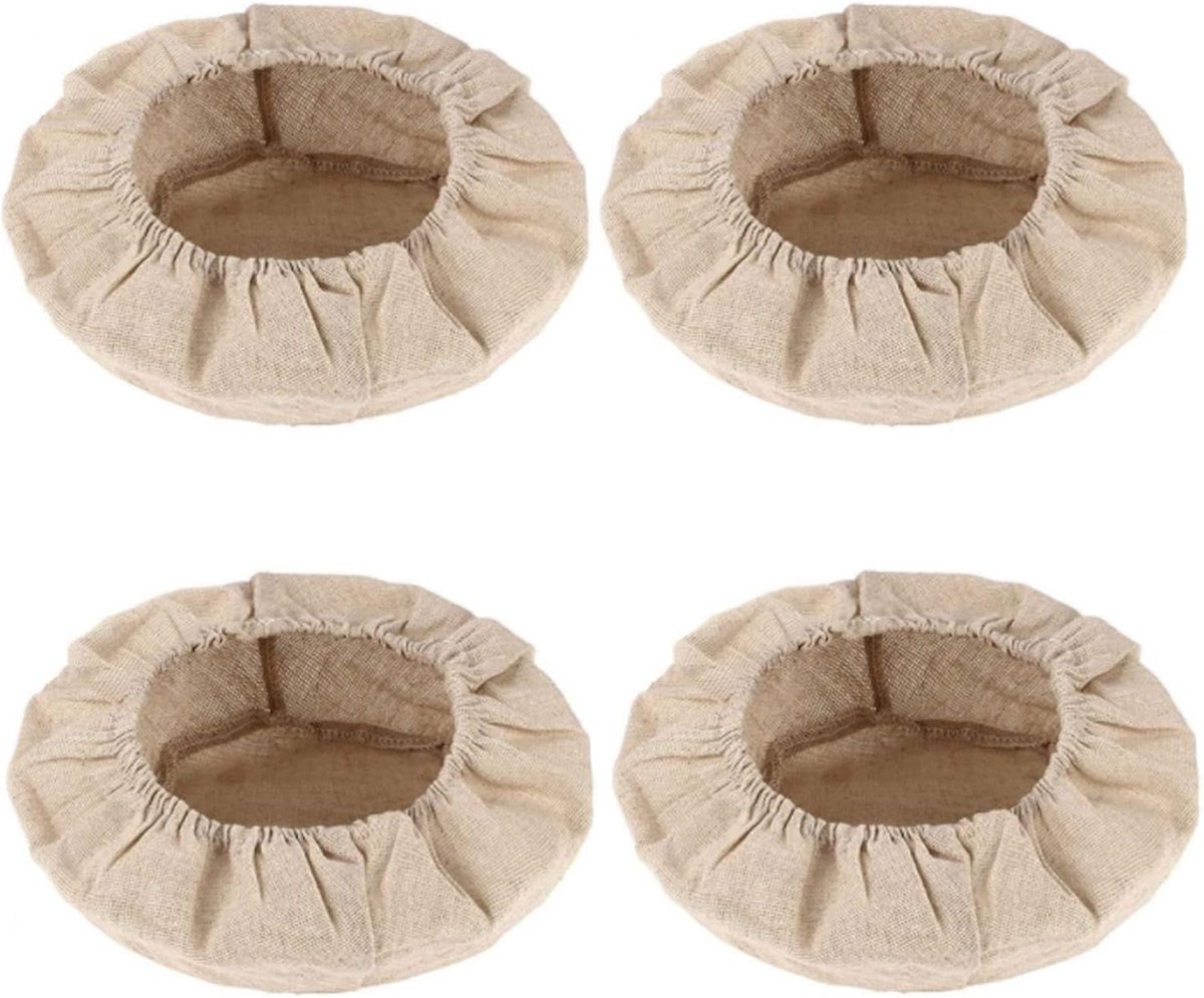 4 Stukken Ronde Brood Proofing Mand Doek Liner, Proofing Doek voor Bakbenodigdheden, Linnen Inzetstuk voor Brooddeeg, Geschikt voor Brood, Sandwiches, Pizza Maken(Bruin)