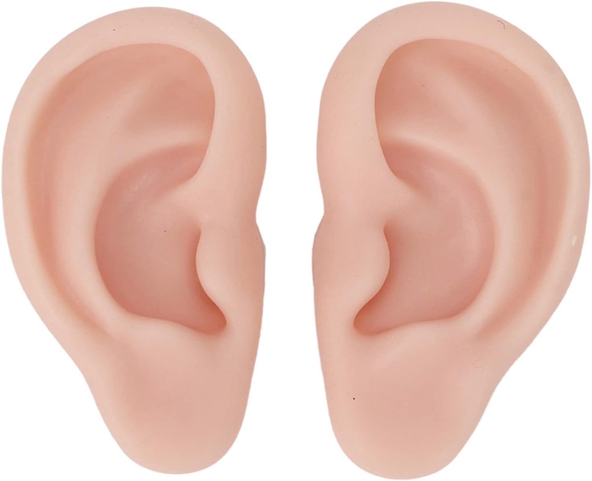 Oormodel, 1 Paar Flexibel Zacht Herbruikbaar Siliconen Oormodel, Gesimuleerde Menselijke Huid Siliconen Piercingmodel Geschikt voor Oorbellen Display Oorpiercing Oefening (Gemiddelde huidskleur)