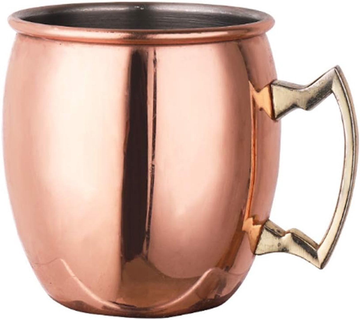 Koper-Plated M Cup Bierglas, Cocktail Koper Vergulde Hamer Cup, Metalen Cup, 18 oz, Roestvrij Staal Koperen Beker, Geschikt voor Bar - Rose Gold Glossy