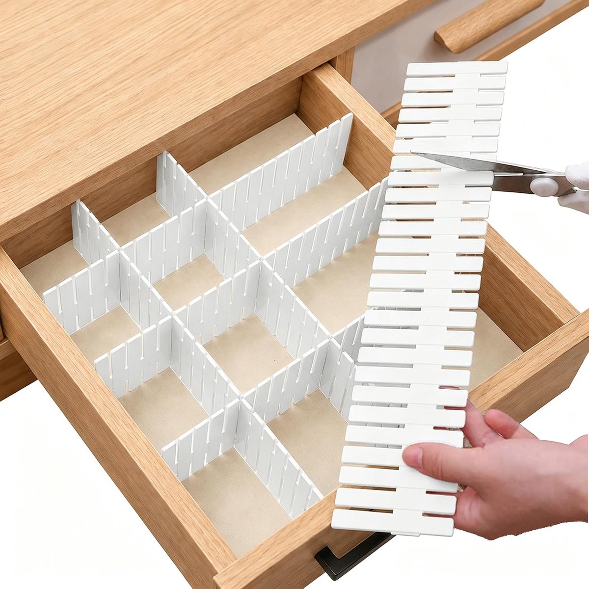 Ladeverdeler Verstelbare Diy Opslag Organizer Separator voor het opruimen van rommel Bestek Ondergoed Sokken Kleding Jurken Bureau & Doos in Keuken Badkamer Slaapkamer Kantoor (gesneden naar