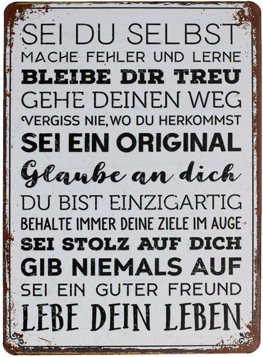 Du selbst Lebe Dein Leben Vintage metalen bord poster wandbord muur decoratie metalen bord deurplaat