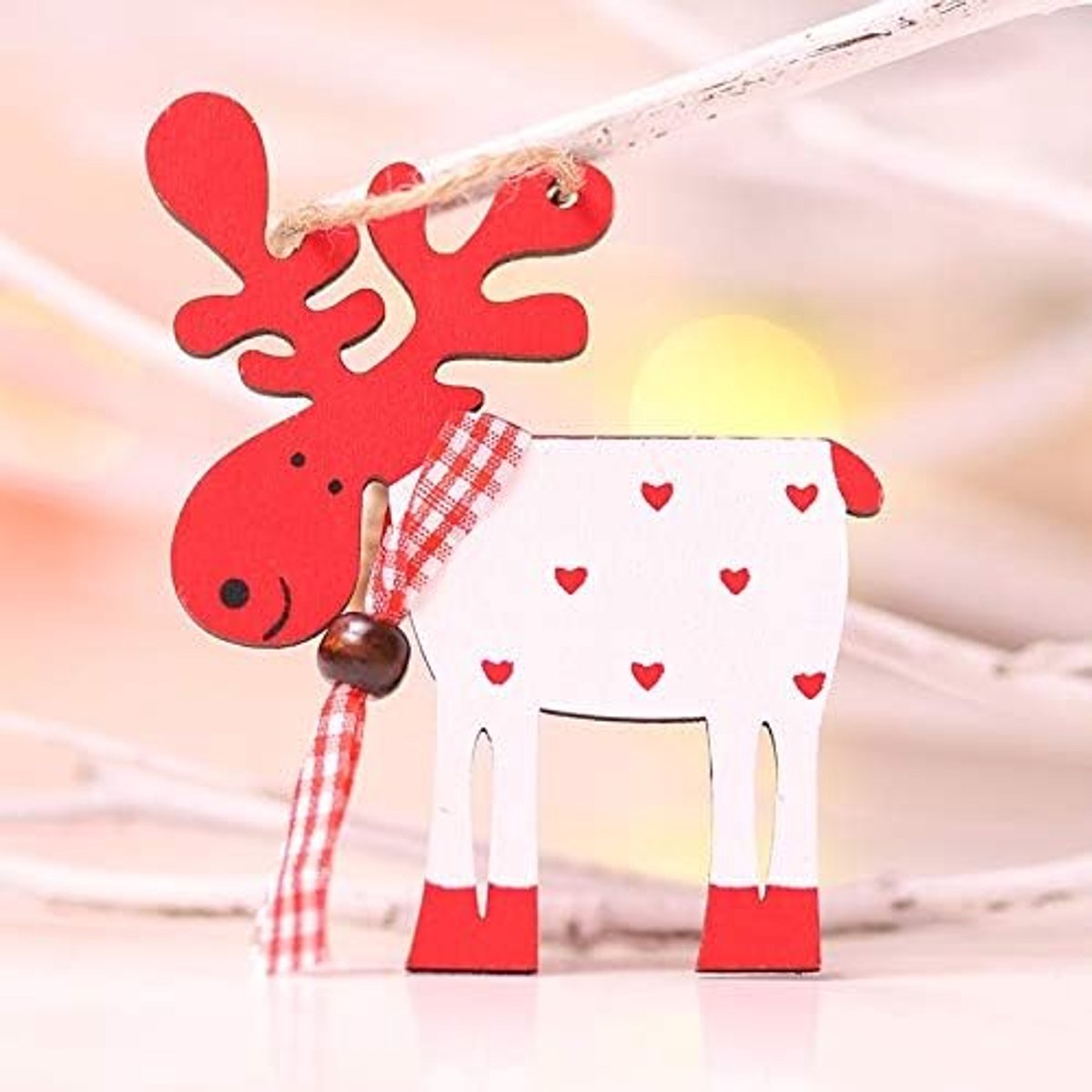 Kunstkerstboom Kerst Ornamenten Kerstboom Decor Houtgeschilderde Elanden Hanger Xmas Party Decor Herten Hangers Kerstdecoratie for Thuis (Color : E)