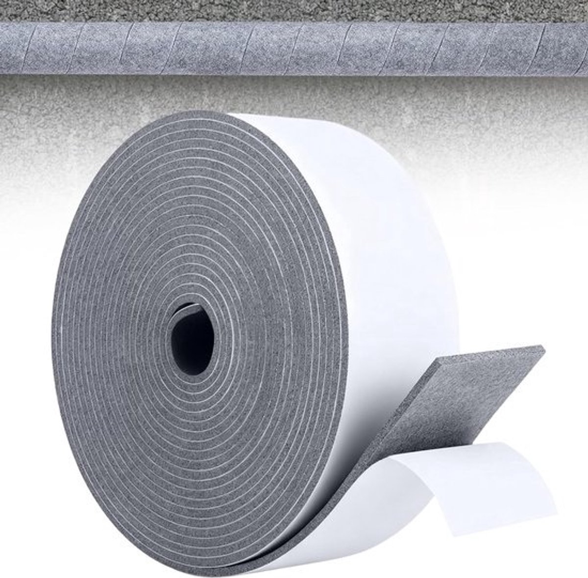 Isolatie voor verwarmingsbuizen 6 cm x 5 m - Zelfklevend grijs vilt met hoge dichtheid