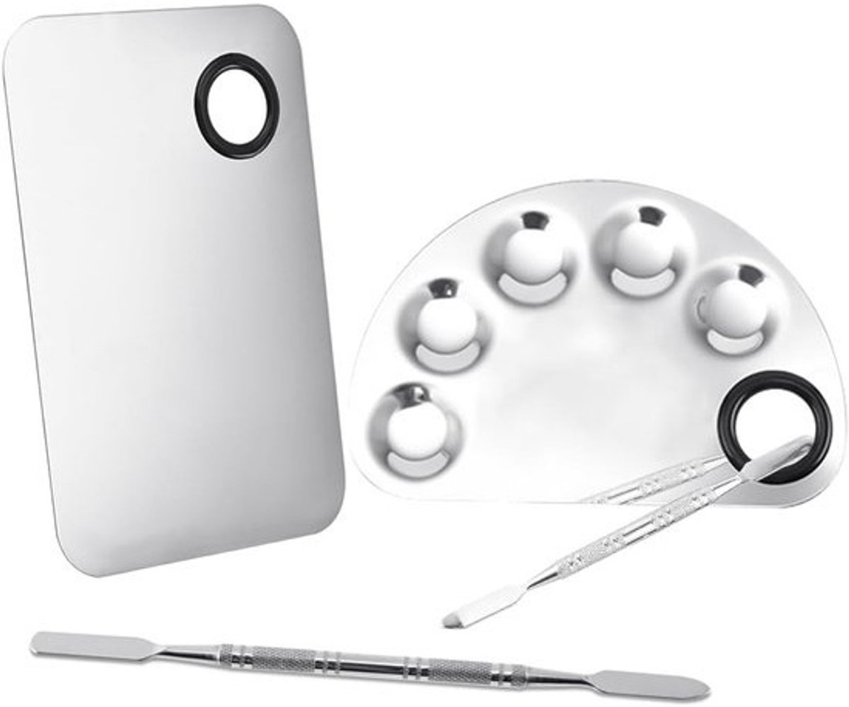 Professionele make-uppaletset, 2-delige cosmetische paletten voor pigmenten met spatel en nail-artaccessoires