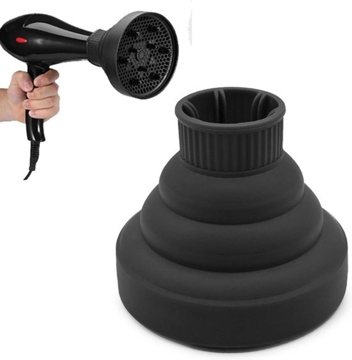 Vouwbare Haarföhn Diffuser in 5 Kleuren, Geschikt voor 1.4-2 Inch Föhn, Ideaal voor Krullend Haar en Volume