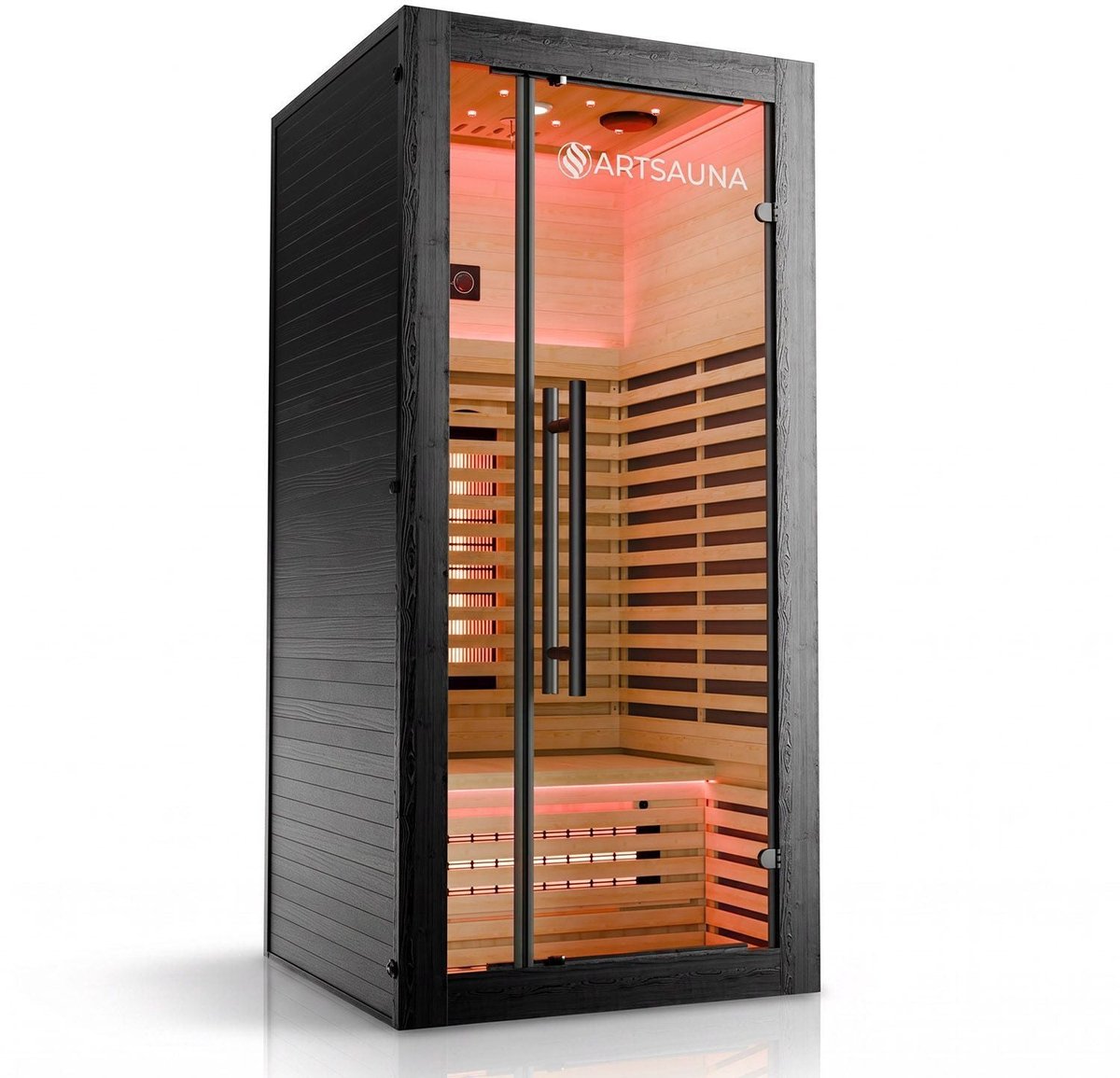 Infraroodcabine Trondheim 90 - 1 Persoon - Dual Infrarood - Bluetooth - LED Verlichting - Zwart - 90x90x180 cm