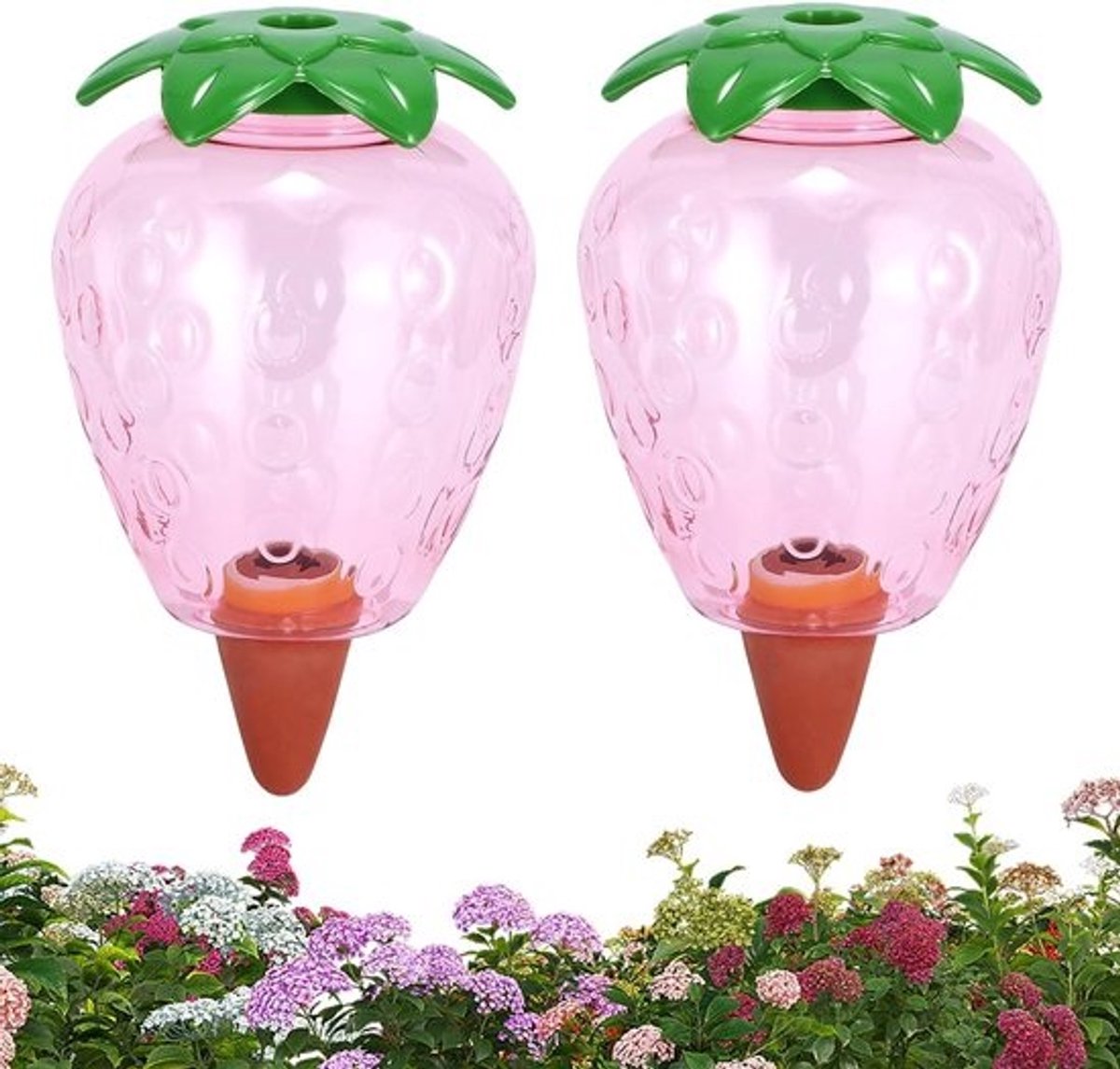 SnelShoppen - 2 Stuks Automatische Irrigatieballen Aardbei 550ml Waterdispenser voor Binnen- en Buitenplanten, Leuke Watergeefoplossing voor Tuin en H