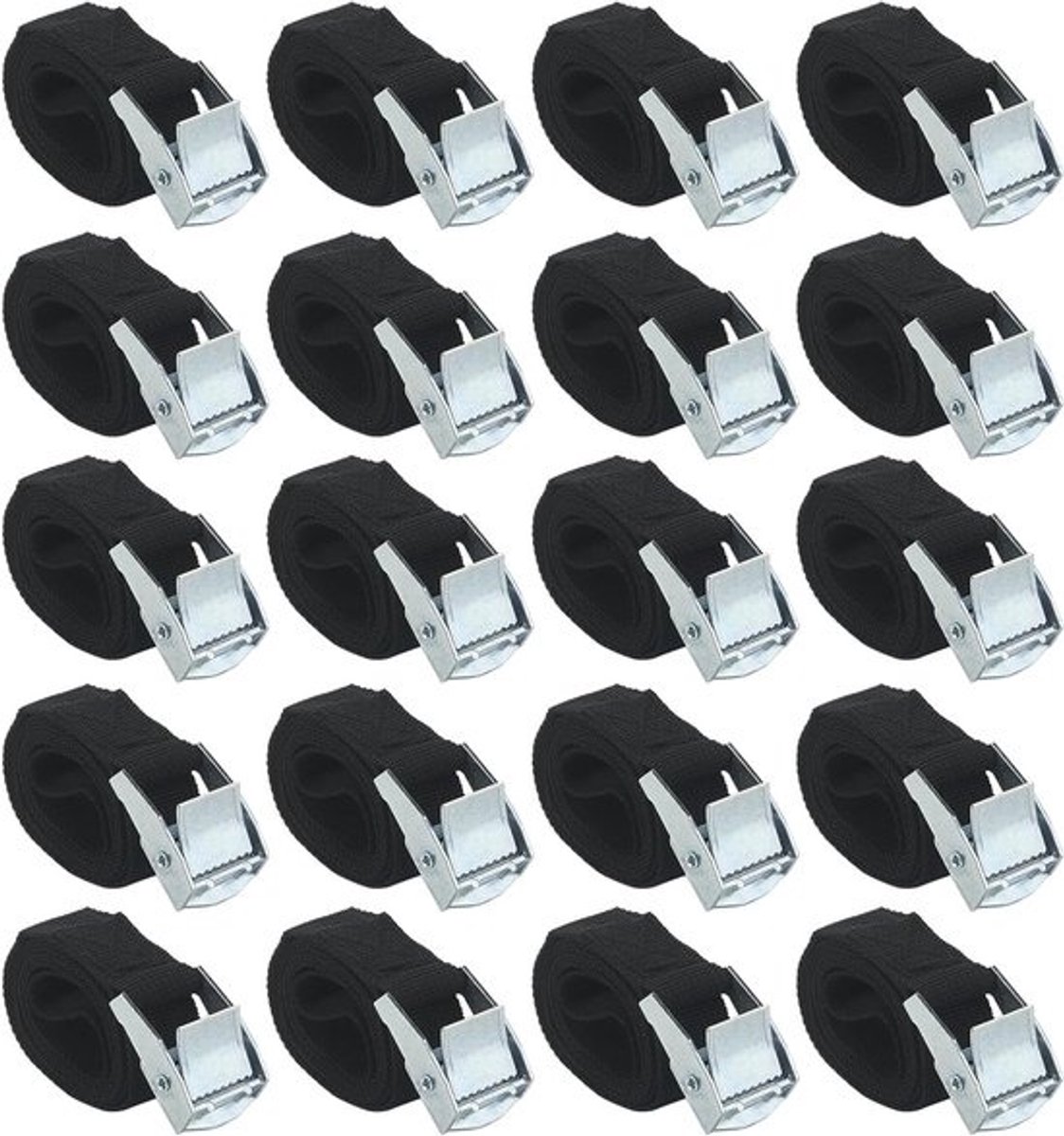 Pack van 20 verstelbare spanbanden van 1m x 25mm - Voor motorfiets- en vrachtwagenladingen