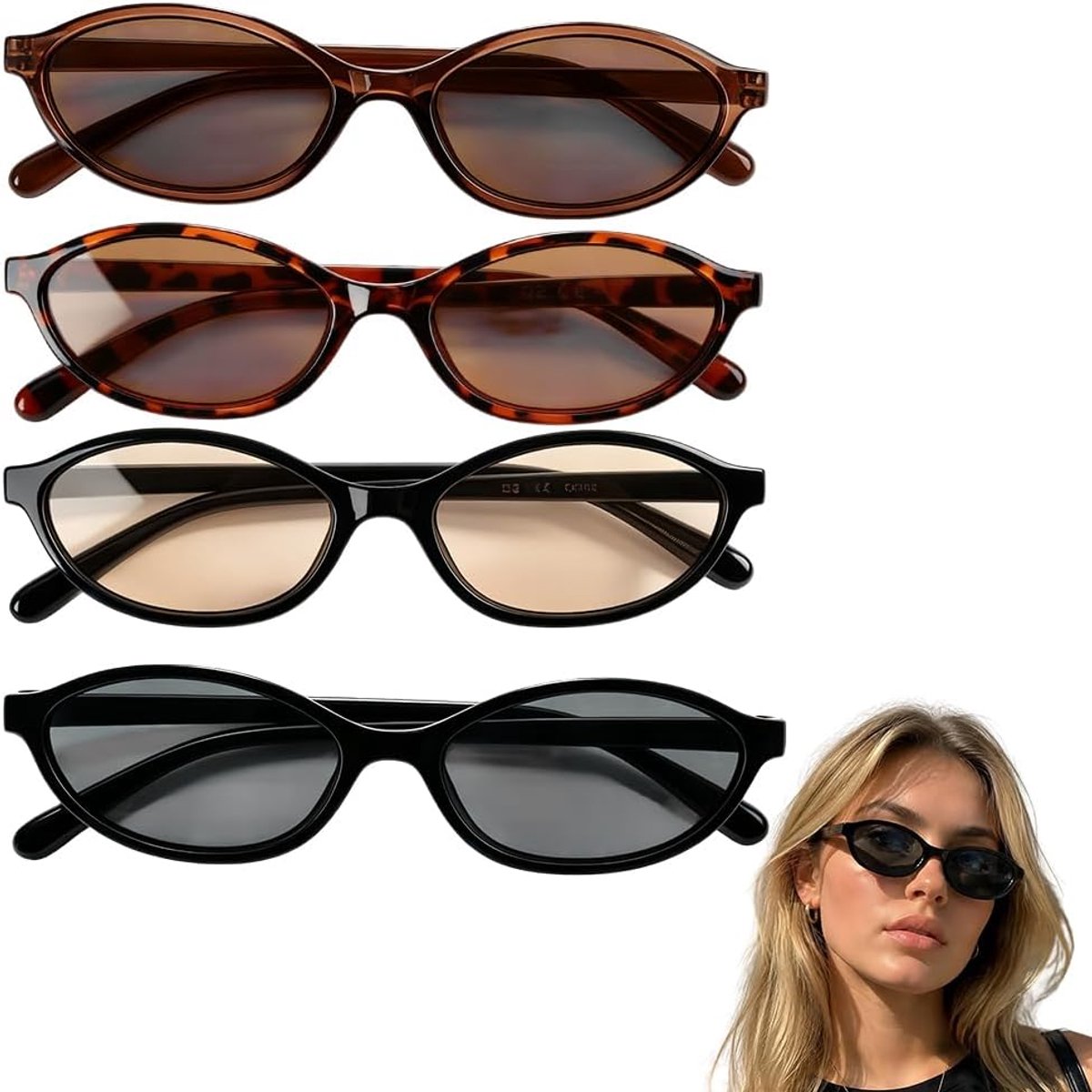 Zonnebrillen voor dames, ovaal, vintage, UV400-bescherming, modieus accessoire