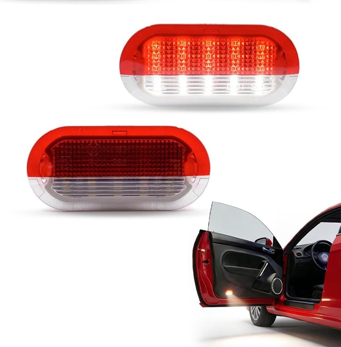 2 stks Wit/Rood Led Deur Hoffelijkheid Lichten Onder Waarschuwing Lampen Voor V/W Golf MK3 MK4 Jetta Kever Touran Polo Vento Voor Skoda Octavia Seat Leon