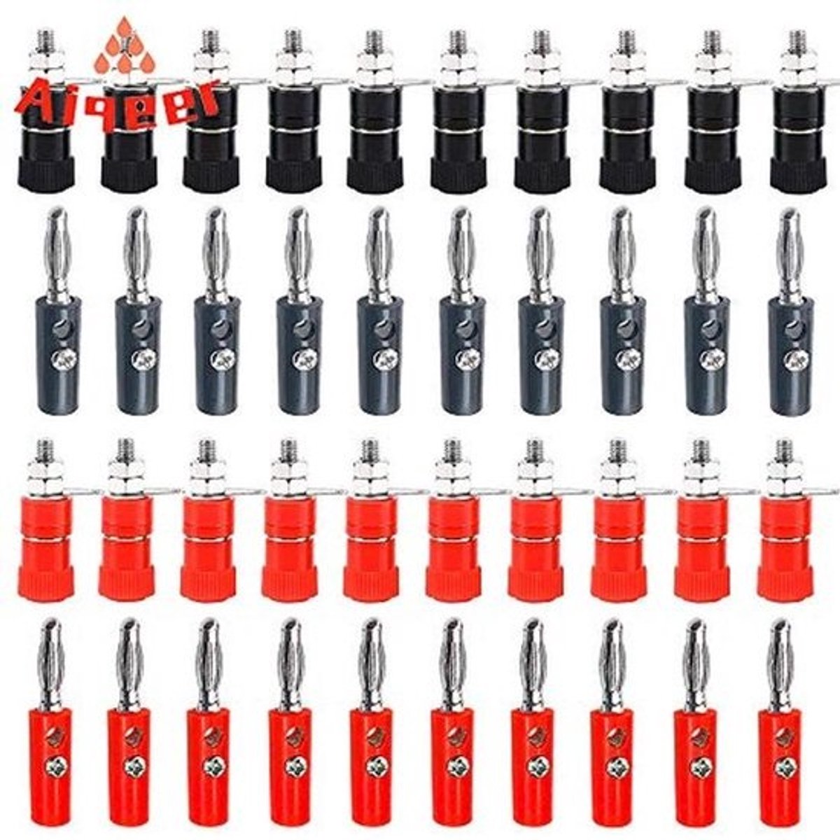 20 Paar 4 mm Banaanstekker Set - Veiligheidsstekkers voor Audio en Video, Rood en Zwart
