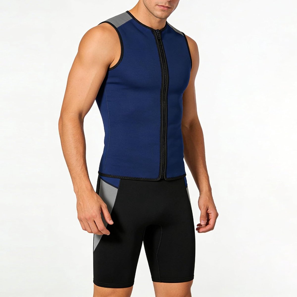 3 mm thermisch mouwloos wetsuit voor heren en dames, ritssluiting aan de voorkant, wetsuit met korte mouwen voor zwemmen, duiken, surfen