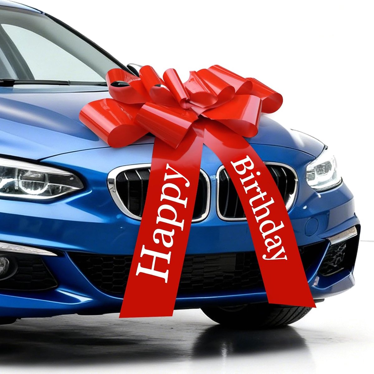 Autolint, cadeaulint groot, gigantische autolint, grote lint met 2 zuignappen voor auto, fiets, kerst, bruiloft, verjaardagen (Rood, 76cm/30 inch Happy Birthday)