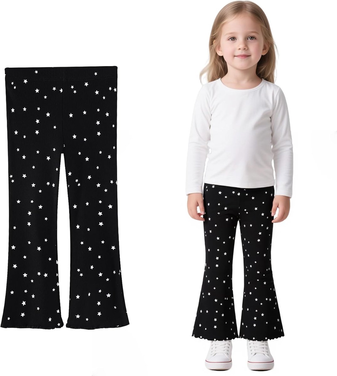 Leggings Meisjes Katoen Kinder Broek met Wijde Pijpen Elastisch Zacht Comfortabel Lange Broek voor Dansen, 2-7 Jaar, Maat 92-122