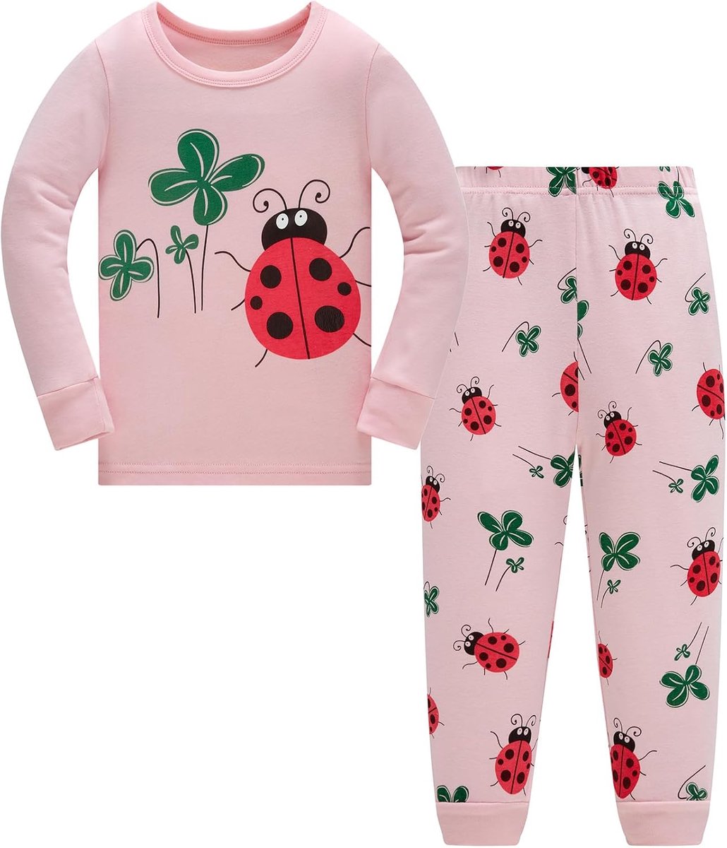 Kinderpyjama voor meisjes, eenhoorn, lange mouwen, 100% katoen, nachtkleding, winter, Kerstmis, pyjamaset, maat 92-152, 1-12 jaar